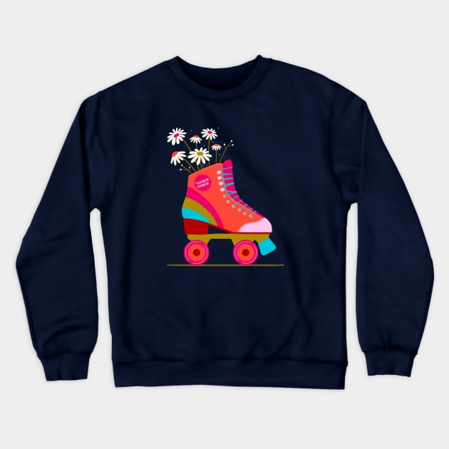 Retro Roller Crewneck Sweatshirt by Inkipinki Illustrates